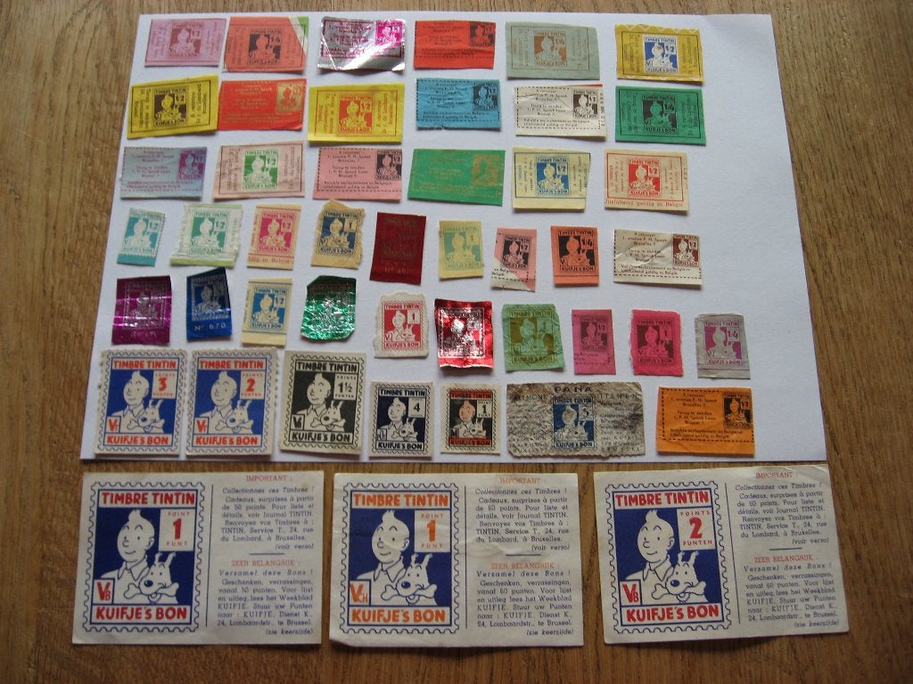 Lot Kuifje's Bon Tilbre TinTin allerlei verschillende kleure, Ophalen, Kuifje, Nieuw, Plaatje, Poster of Sticker