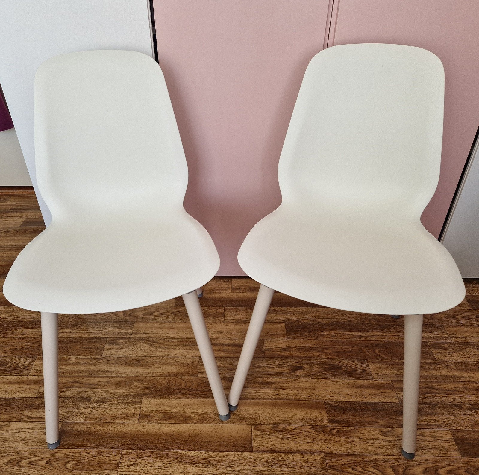2x stoelen leifarne ikea wit, Huis en Inrichting, Ophalen, Kunststof, Twee, Wit