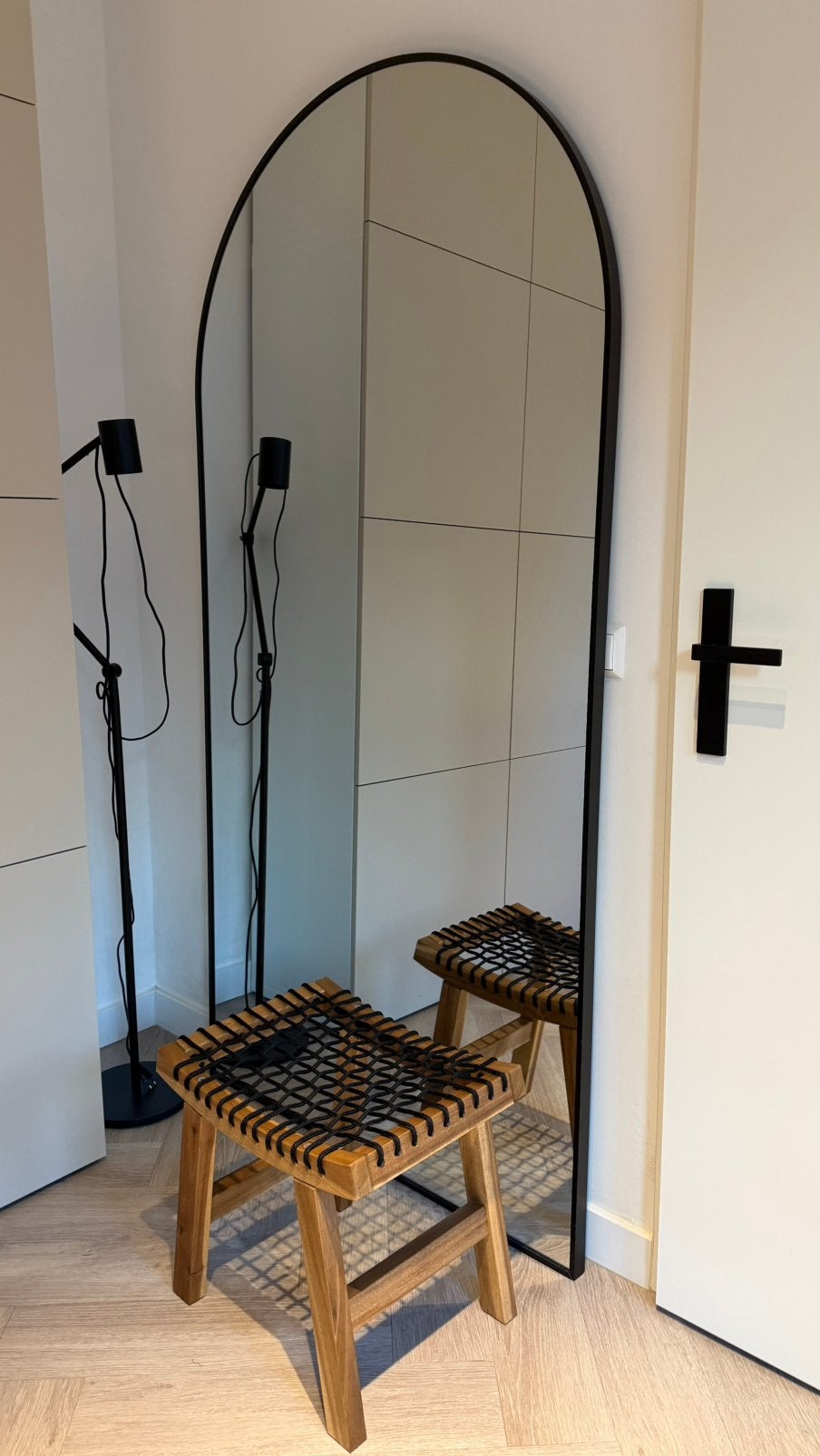 Grote Boogspiegel met Zwarte Rand (100x200 cm), Ophalen of Verzenden, Zo goed als nieuw, 100 tot 125 cm, Overige vormen