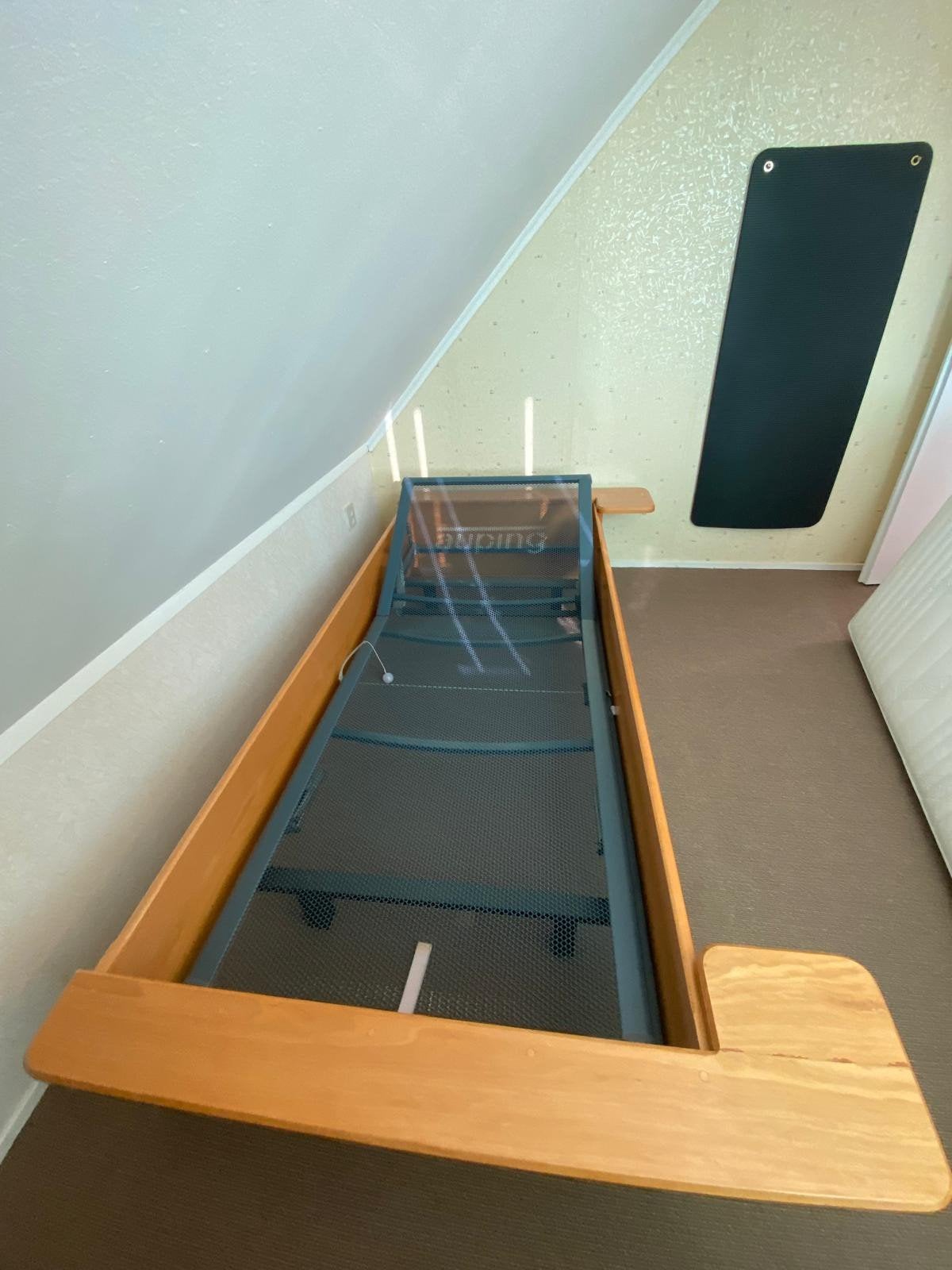 handgemaakt  bed met auping bodem 220x90, Ophalen, Gebruikt, 90 cm, Eenpersoons
