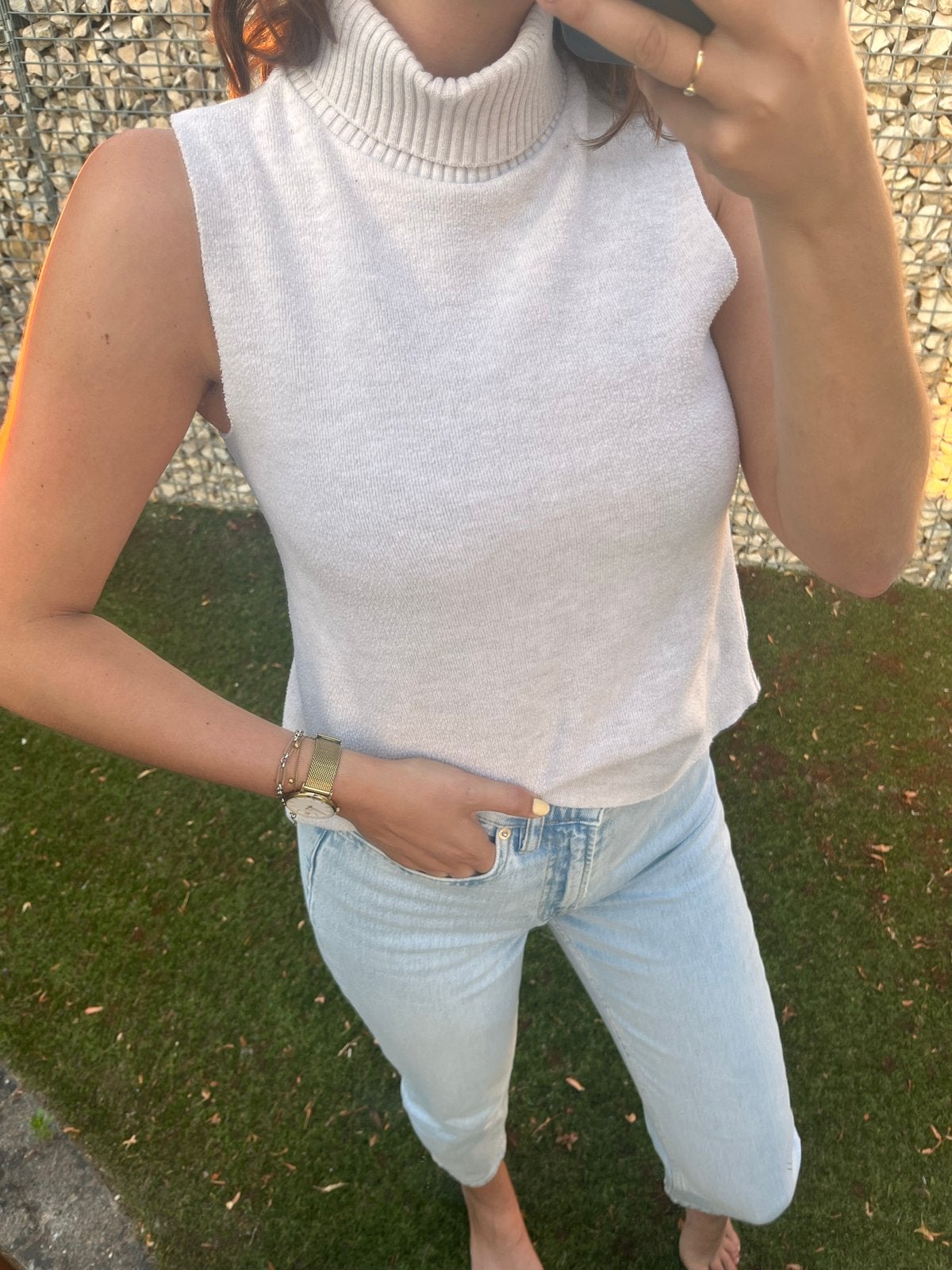 ZARA Mouwloze coltrui in crème, Beige, Ophalen of Verzenden, Zo goed als nieuw, Maat 36 (S)