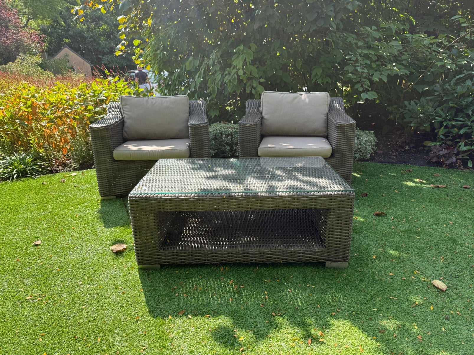 Loungeset tuin, Gebruikt, Bijzettafel, Loungeset, Wicker