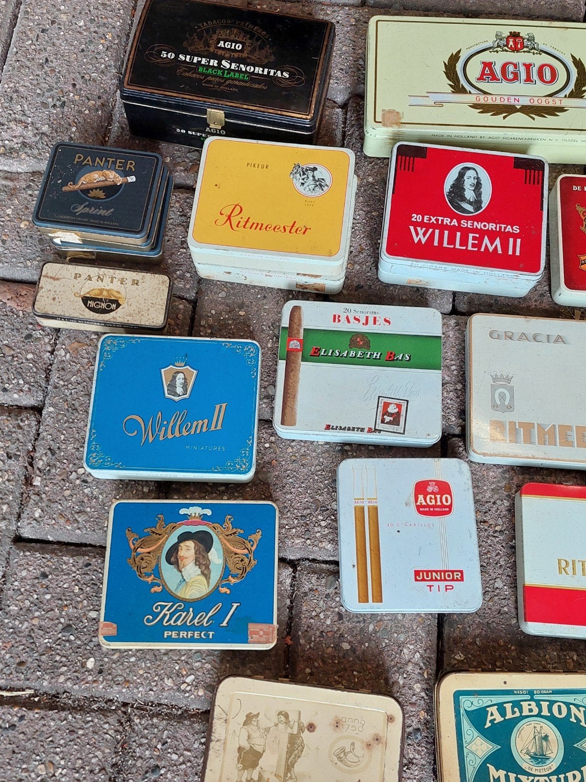 Grote collectie vintage sigaren- en tabaksblikken, Ophalen of Verzenden, Gebruikt, Tabaksdoos of Verpakking