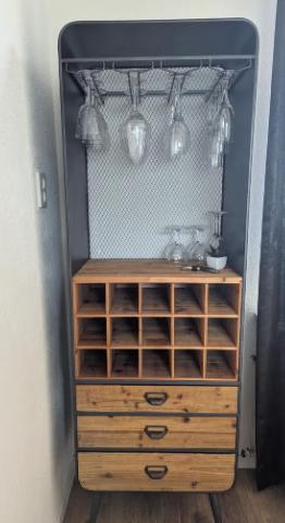 Dutchbone open houten wijnkast / industriële barkast, Huis en Inrichting, Ophalen, Gebruikt, 15 tot 25 flessen, 75 cm of meer