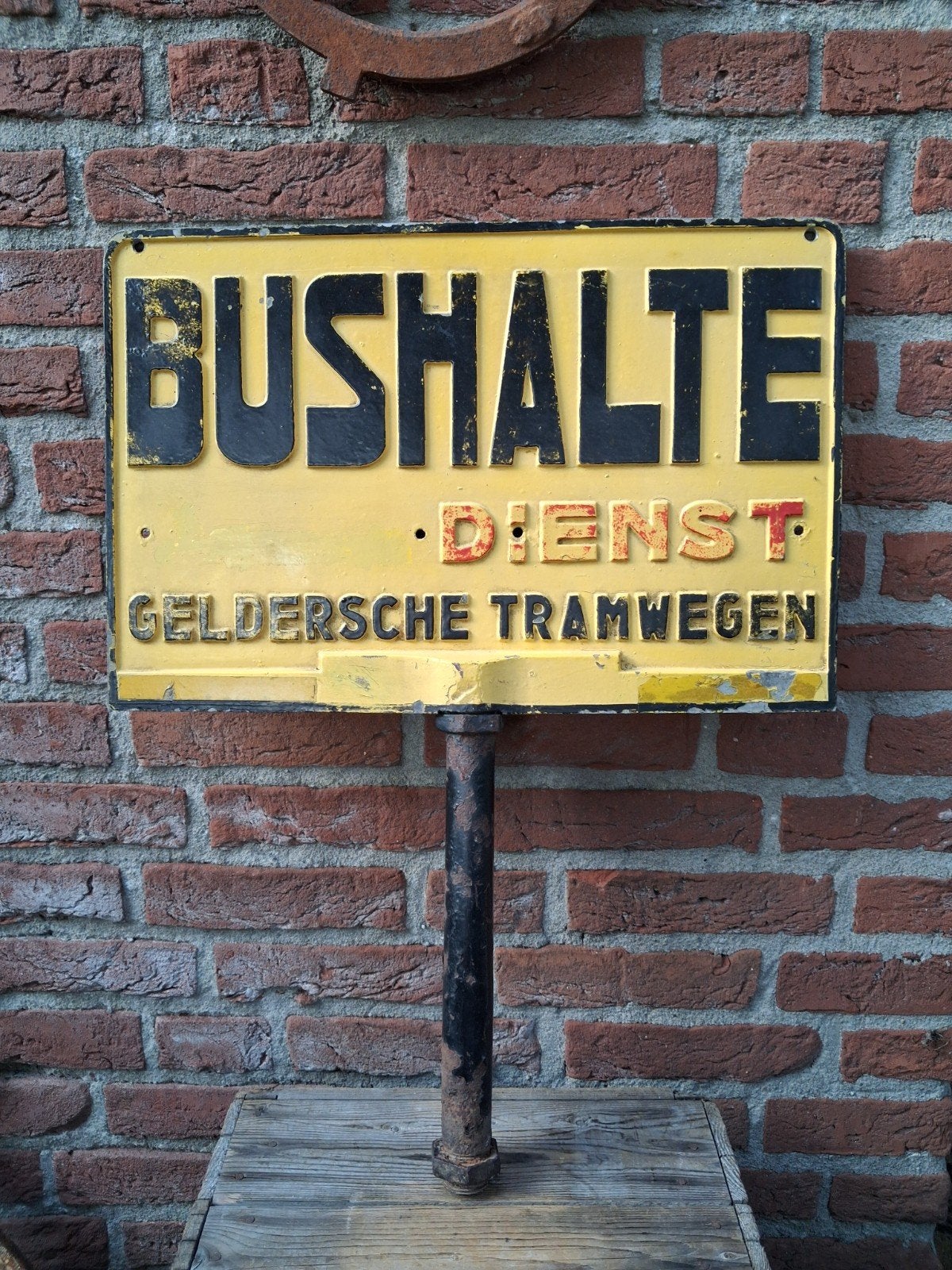 oud bushaltebord bushalte dienst gtw Gelderse tramwegen, Ophalen, Gebruikt, Bus of Metro, Overige typen