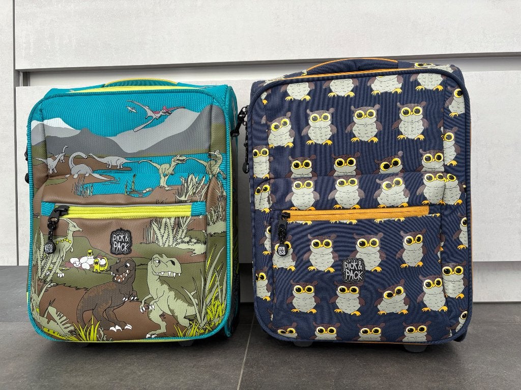 Rolkoffer reiskoffertje kinderkoffer dino uil Pick&Pack, Wieltjes, Gebruikt, Hard kunststof, Minder dan 50 cm