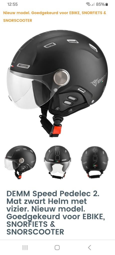 DEMM Speed Pedelec 2. Mat zwart Helm met vizier, Fietsen en Brommers, Brommerhelmen, Ophalen
