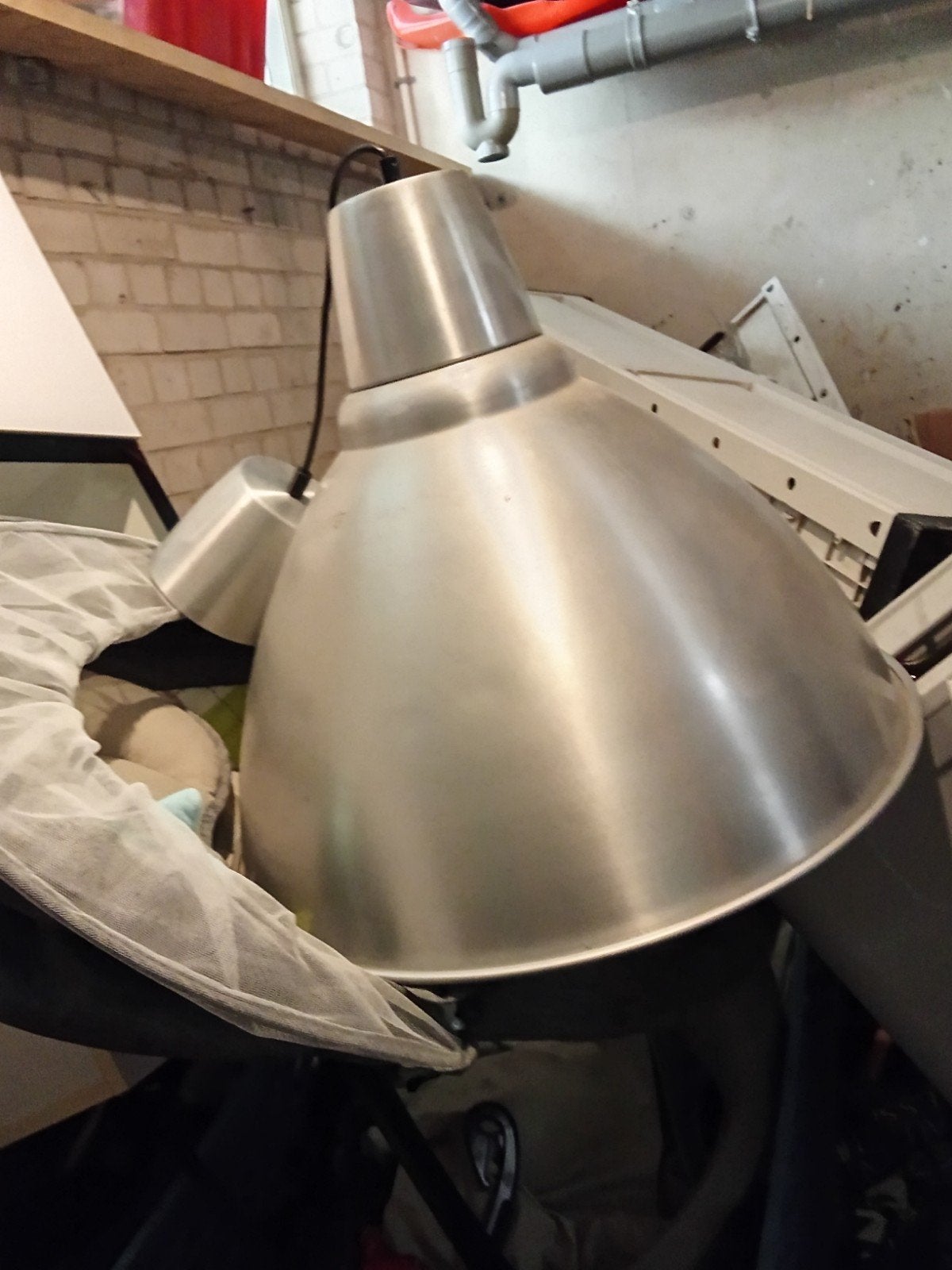 Grote industriële hanglamp – Geborsteld aluminium (IKEA Foto, Ophalen, Zo goed als nieuw, Metaal