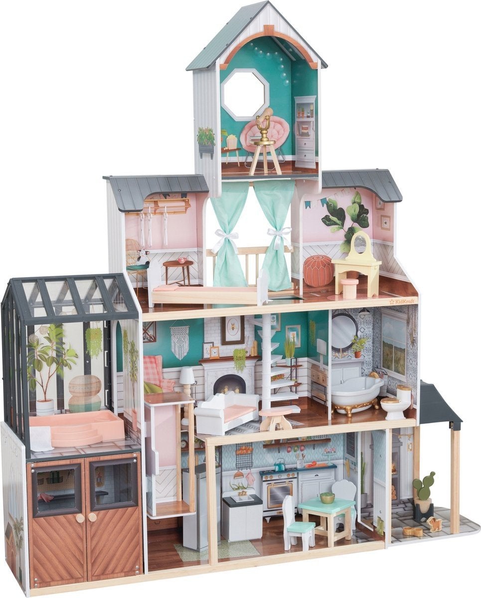 Groot KidKraft Poppenhuis met veel Barbie accessoires, Ophalen, Zo goed als nieuw, Poppenhuis