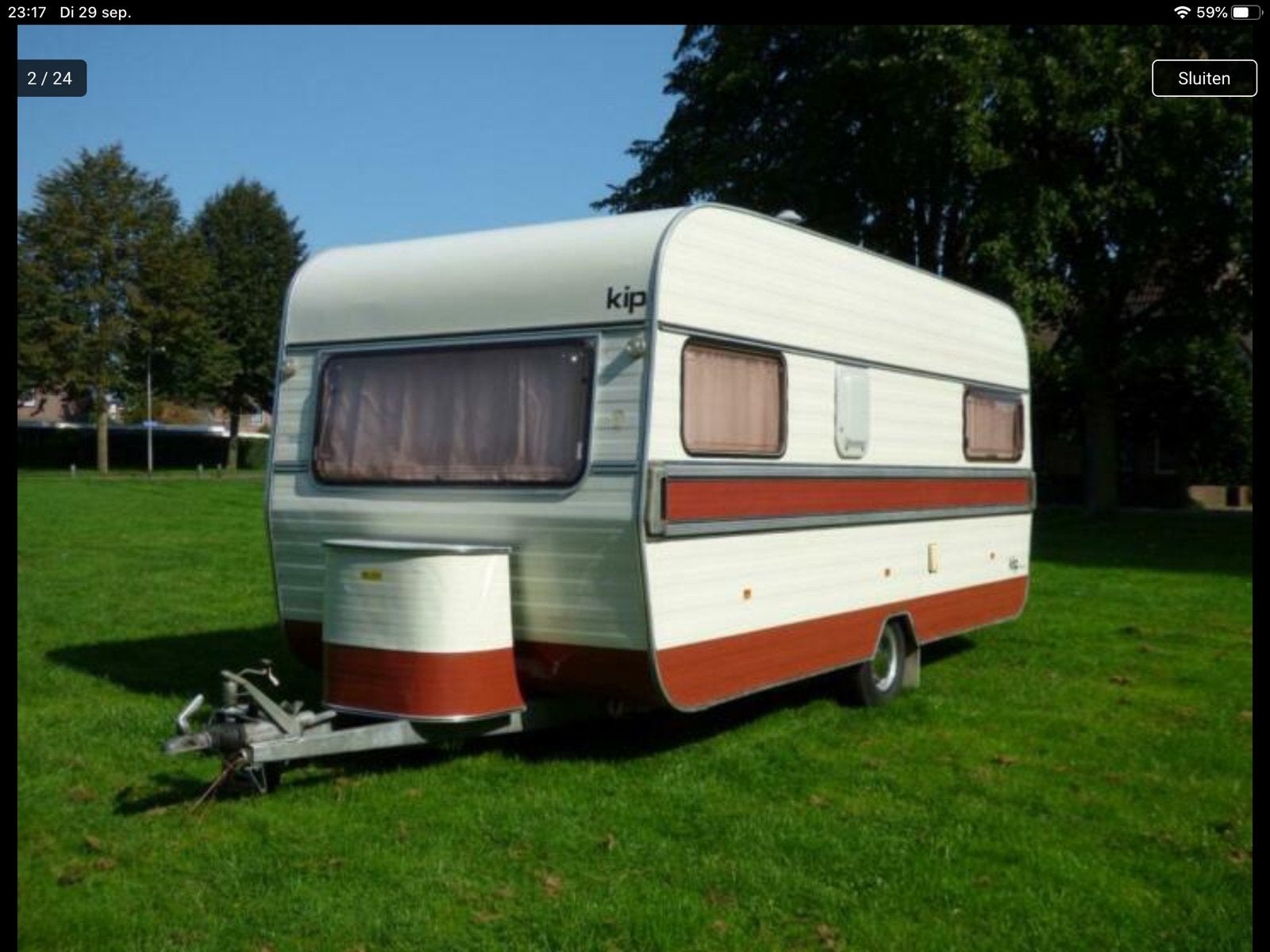 Kip de luxe kl-510-t retro vintage 1978 opgeknapt, Rondzit, Dwarsbed, Particulier, 5 tot 6 meter