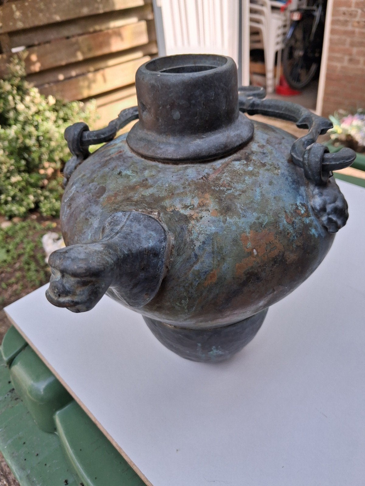 Antieke Aquamanile / Waterketel van Brons en Koper, Ophalen of Verzenden, Koper