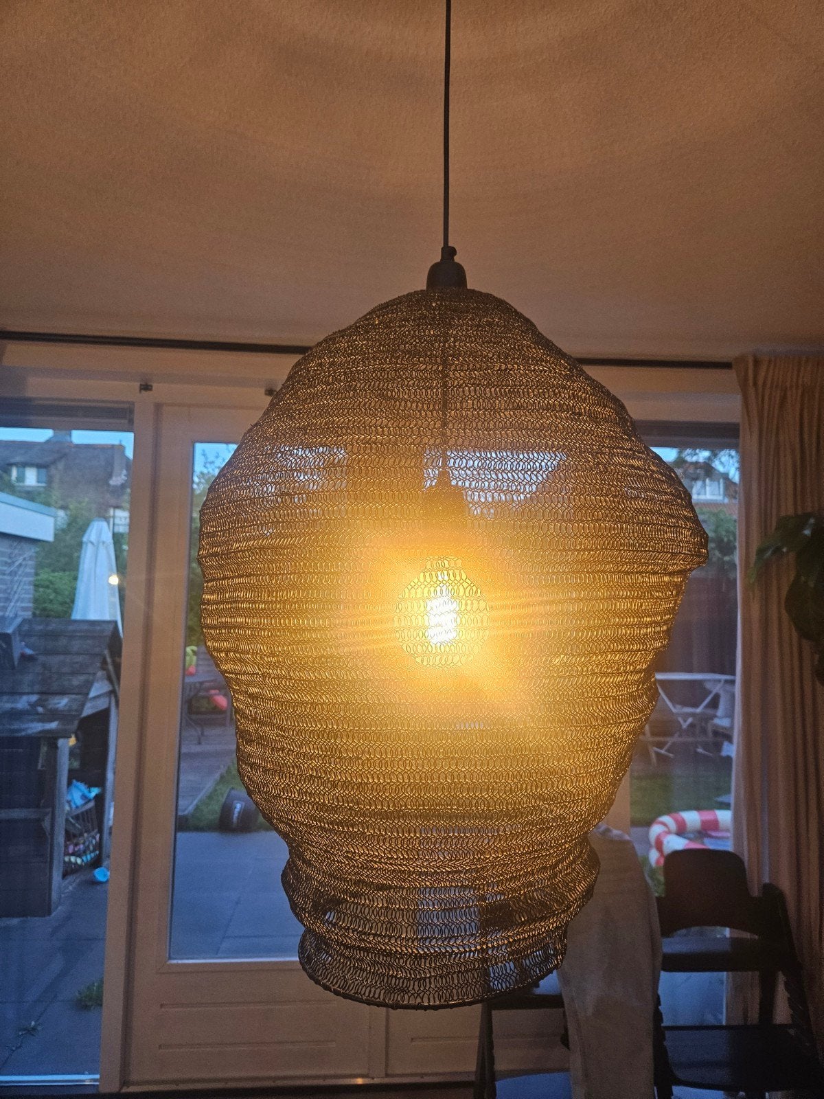 Stalen hanglamp - Exclusief lichtbron, Huis en Inrichting, Lampen | Hanglampen, Ophalen, Zo goed als nieuw, Metaal, E27 (groot)