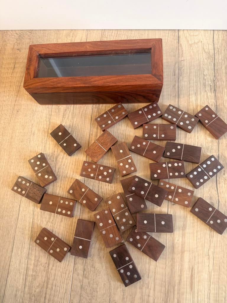 Domino set van palissanderhout, Ophalen of Verzenden, Zo goed als nieuw, Overige typen