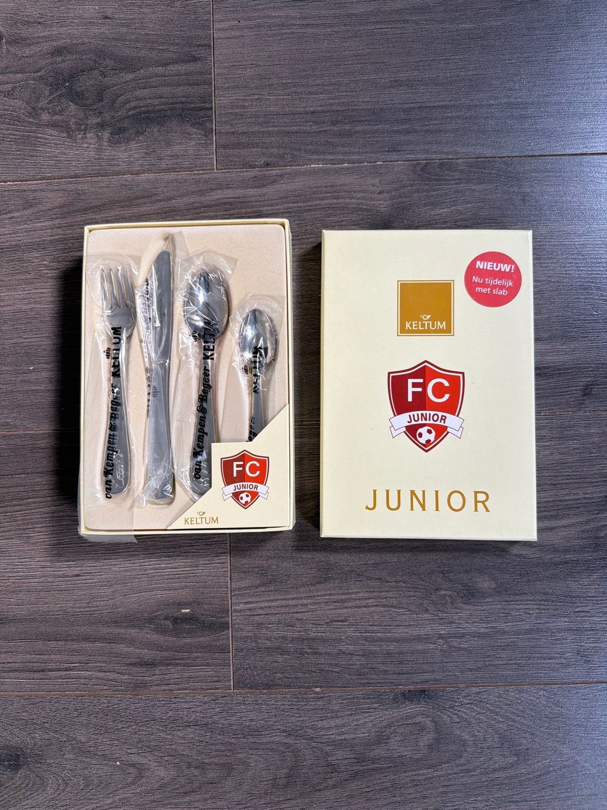 Nieuw Keltum FC Junior kinderbestekset, Ophalen of Verzenden, Nieuw, Keltum, Kinderbestek