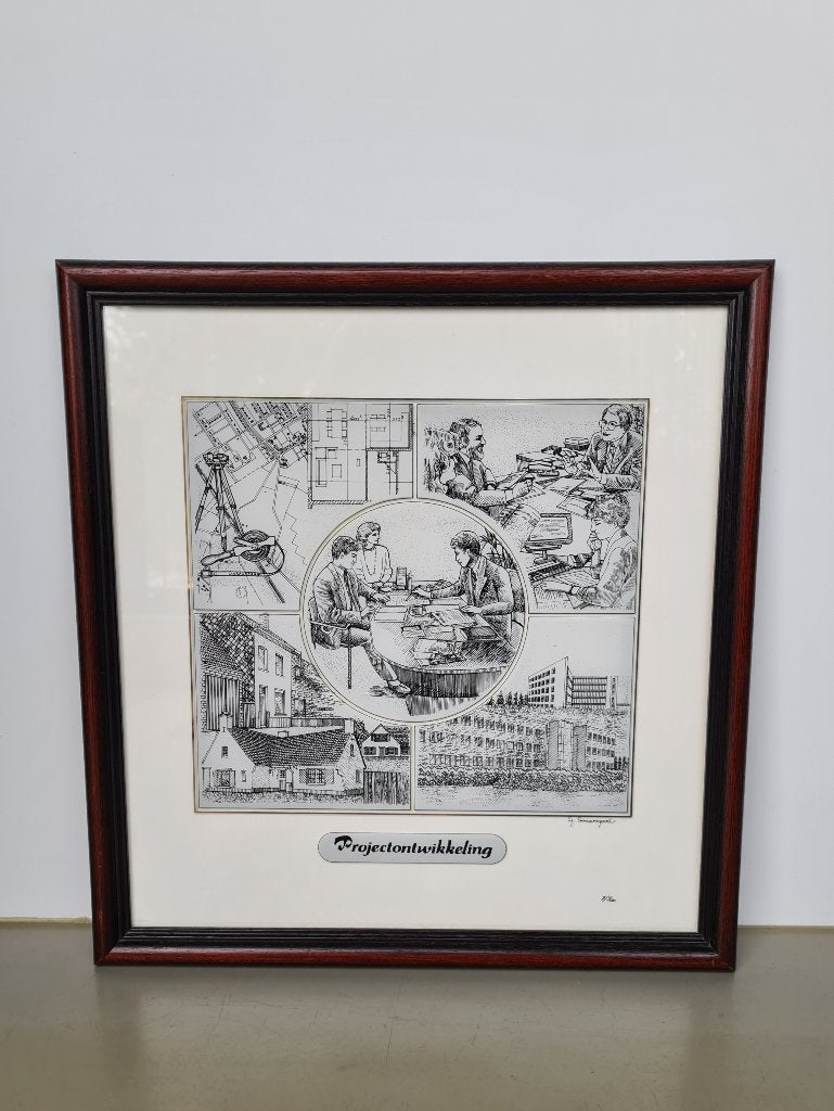 glas-gravure Gerard Swaenepoel Projectontwikkelaar nr 7/300, Dagelijks leven, 1950 - 1999, Ingelijst, Ophalen of Verzenden