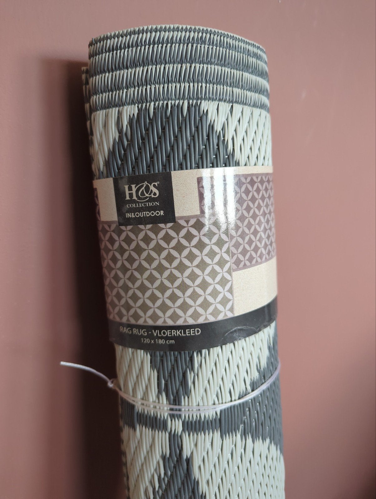 H&S Collection In&Outdoor Vloerkleed - Grijs/Wit Patroon, Ophalen, 100 tot 150 cm, Nieuw, Modern, Geometrisch