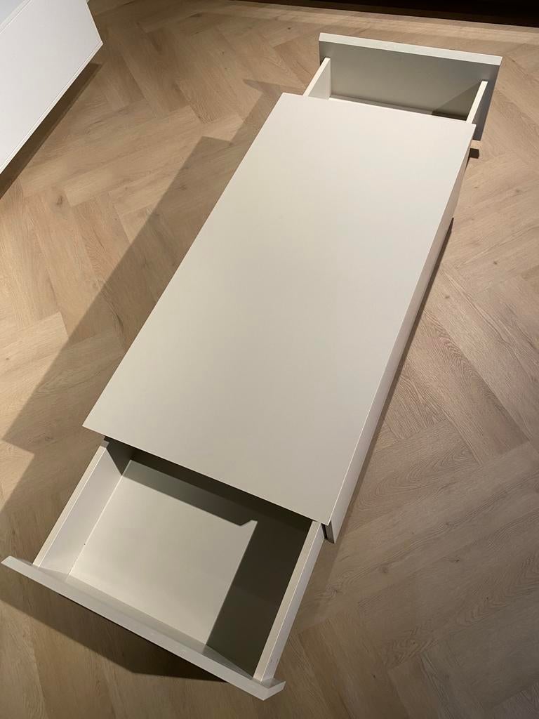 Salontafel met opbergruimte- 120x60cm - japandi beige, 100 tot 150 cm, Zo goed als nieuw, Minder dan 50 cm, Rechthoekig