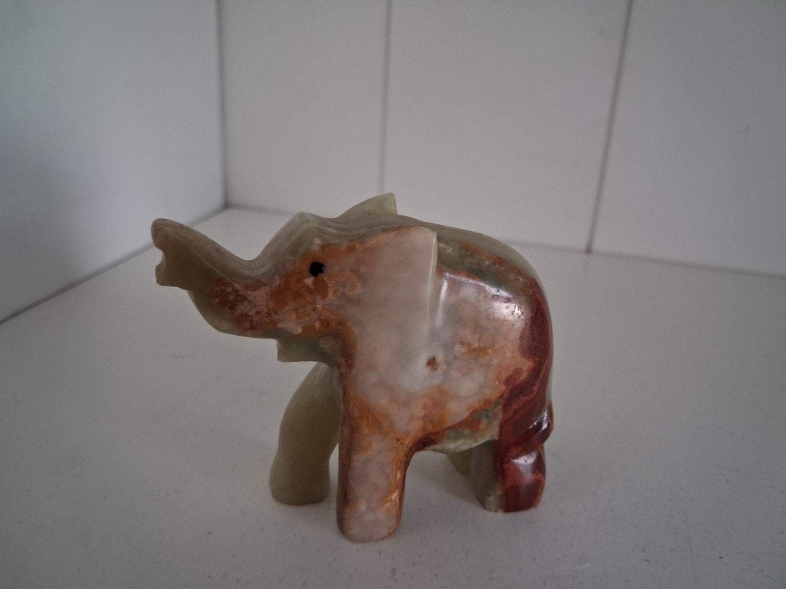 Vintage onyx olifant beeldje  handgesneden, Ophalen of Verzenden, Zo goed als nieuw