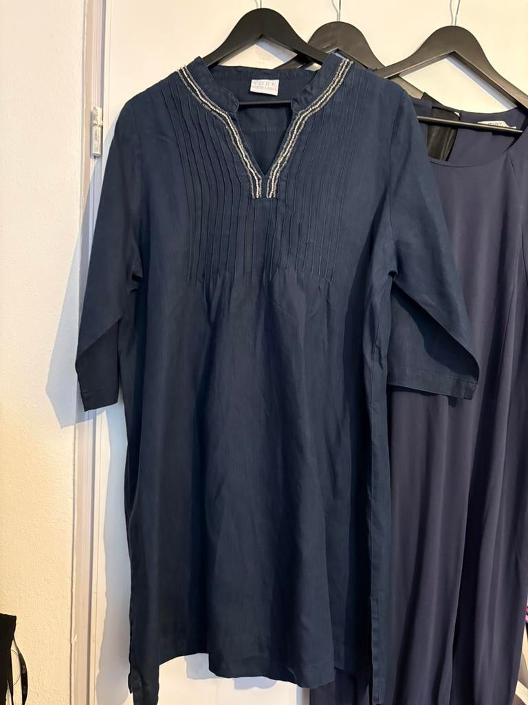 Yoek white label blauw linnen tuniek, maat M, Ophalen of Verzenden, Zo goed als nieuw, Blauw, Blouse of Tuniek