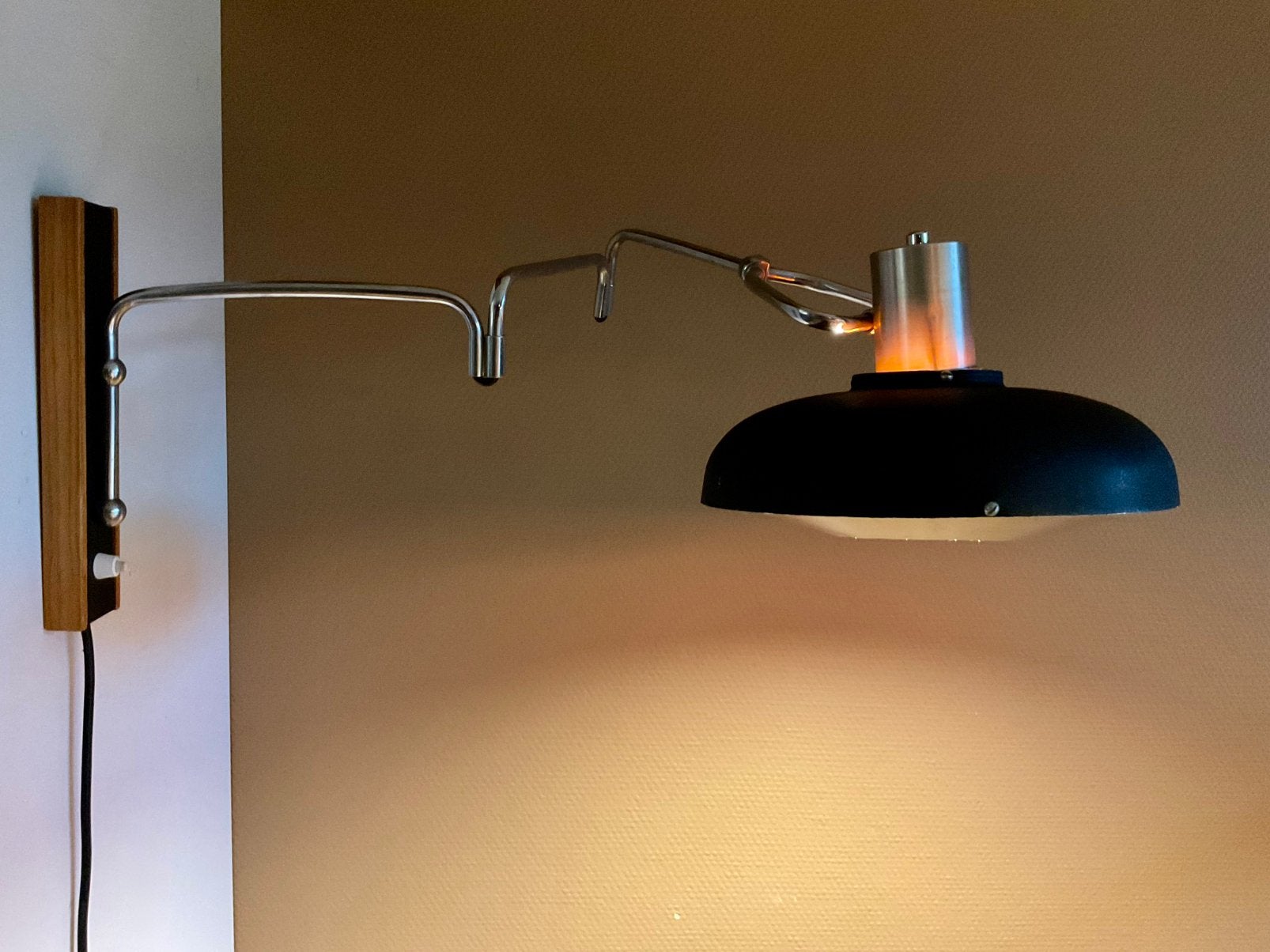 Zeer zeldzame Lakro Space Age swingarm wandlamp, Gebruikt, Met sensor, Oranje, Overige merken