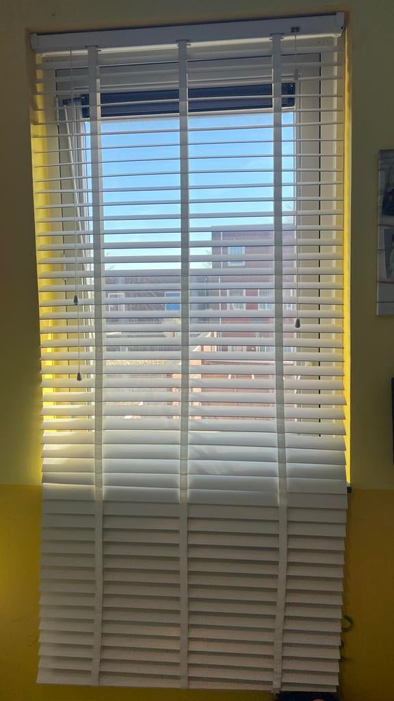 4x Witte Jaloezieën 100x215 cm - Zo goed als nieuw, Huis en Inrichting, 100 tot 150 cm, 200 cm of meer, Wit, Ophalen of Verzenden