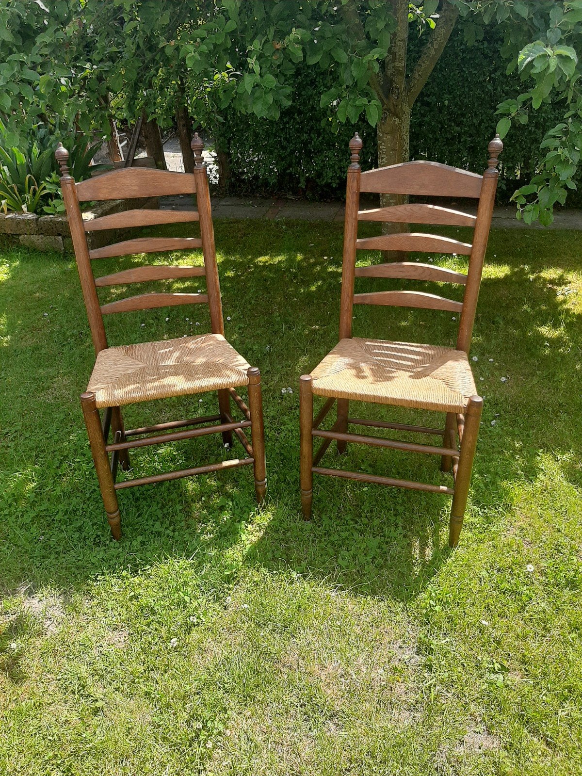 Knopstoelen met rieten zitting vintage, Antiek en Kunst, Ophalen of Verzenden