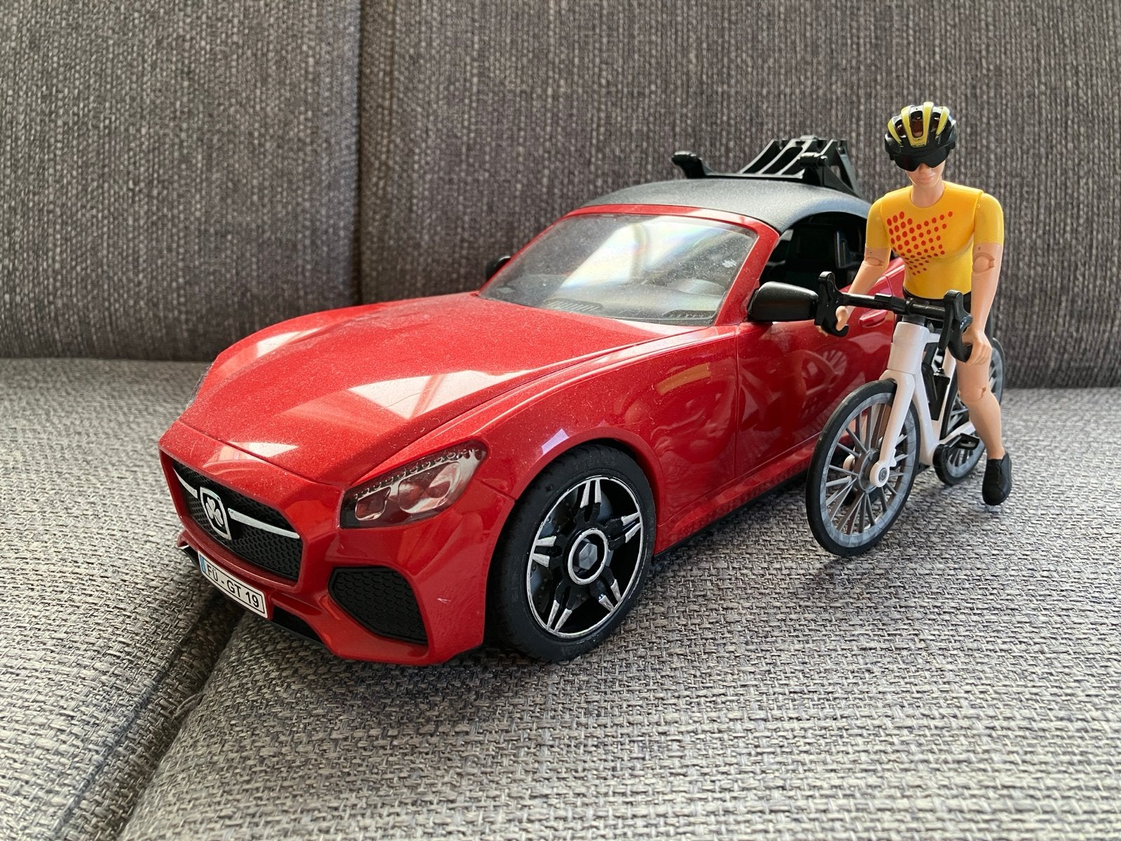 Bruder Roadster met racefiets en fietser 1:16, Ophalen of Verzenden, Zo goed als nieuw