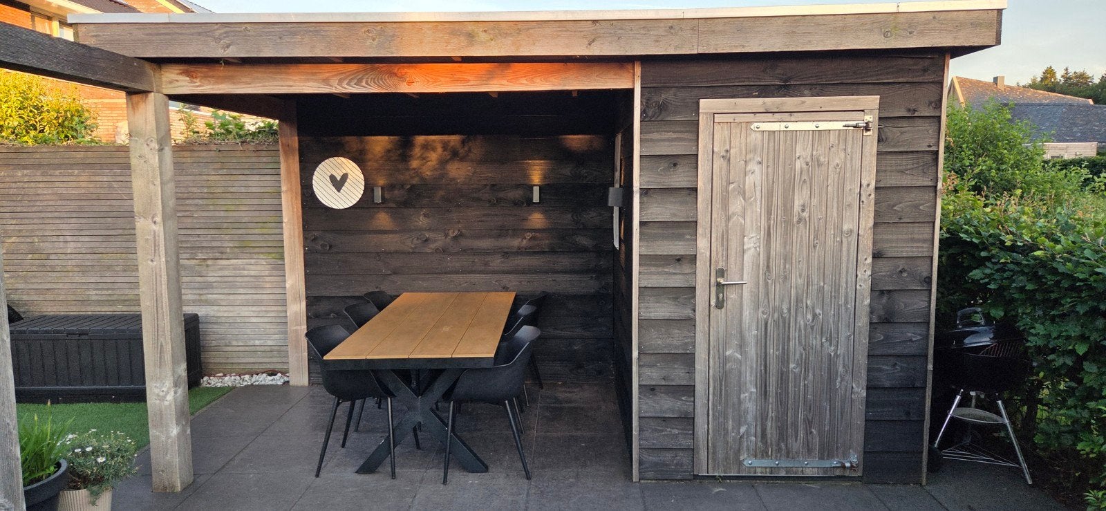 Houten overkapping met opbergruimte, Tuin en Terras, Overkappingen, Ophalen, Gebruikt