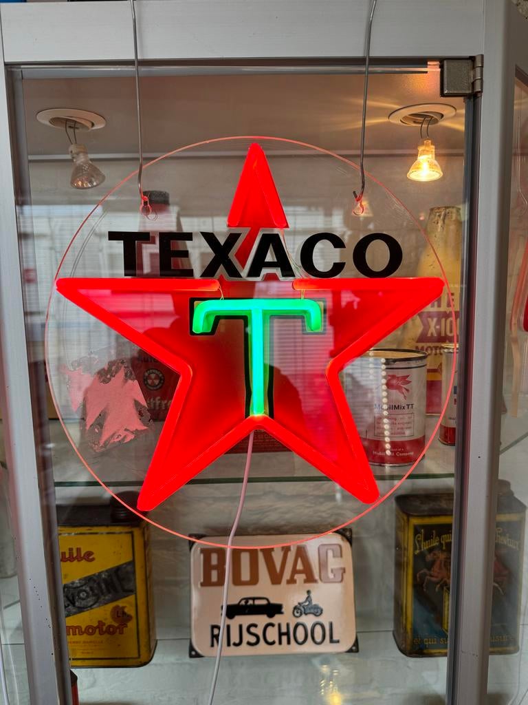 Vintage Texaco Neon Lichtbak - Uniek Reclamebord, Verzamelen, Merken en Reclamevoorwerpen, Ophalen, Gebruikt, Lichtbak of (neon) lamp