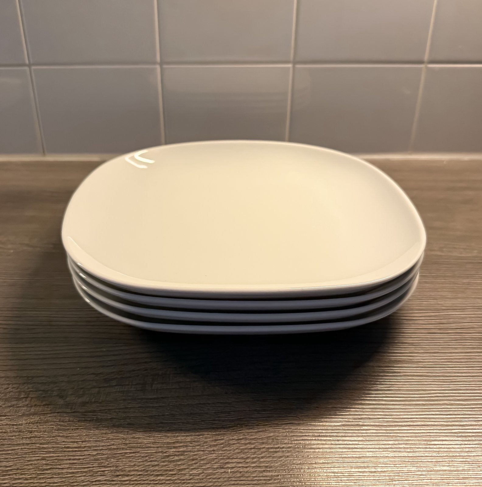 IKEA DINERBORDEN Set van 4 Wit 25x25 cm, Ophalen, Zo goed als nieuw, Porselein, Bord(en)