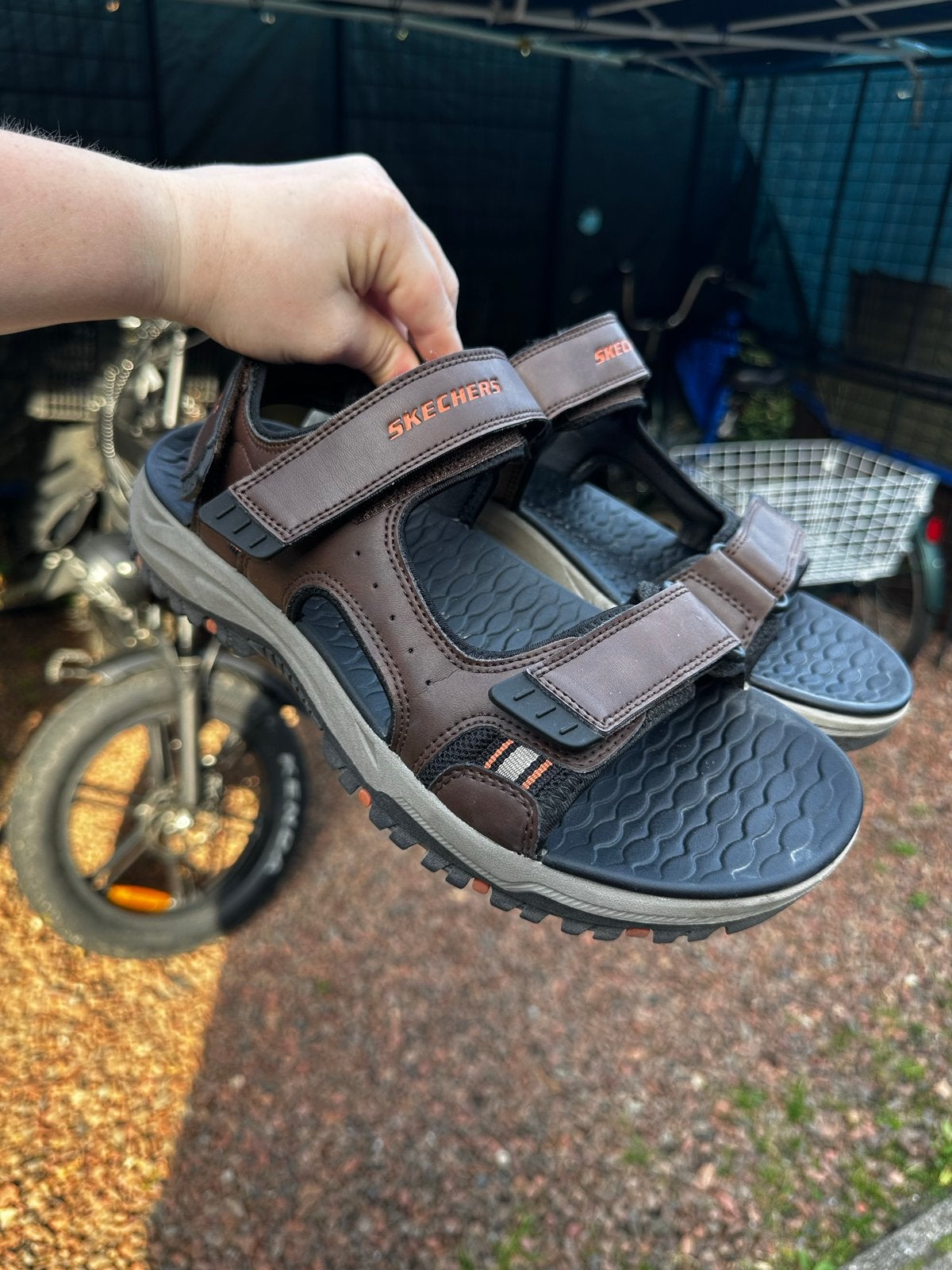 Comfortabele Skechers sandalen maat 43 - Gedragen, Ophalen, Gedragen, Bruin, Sandalen