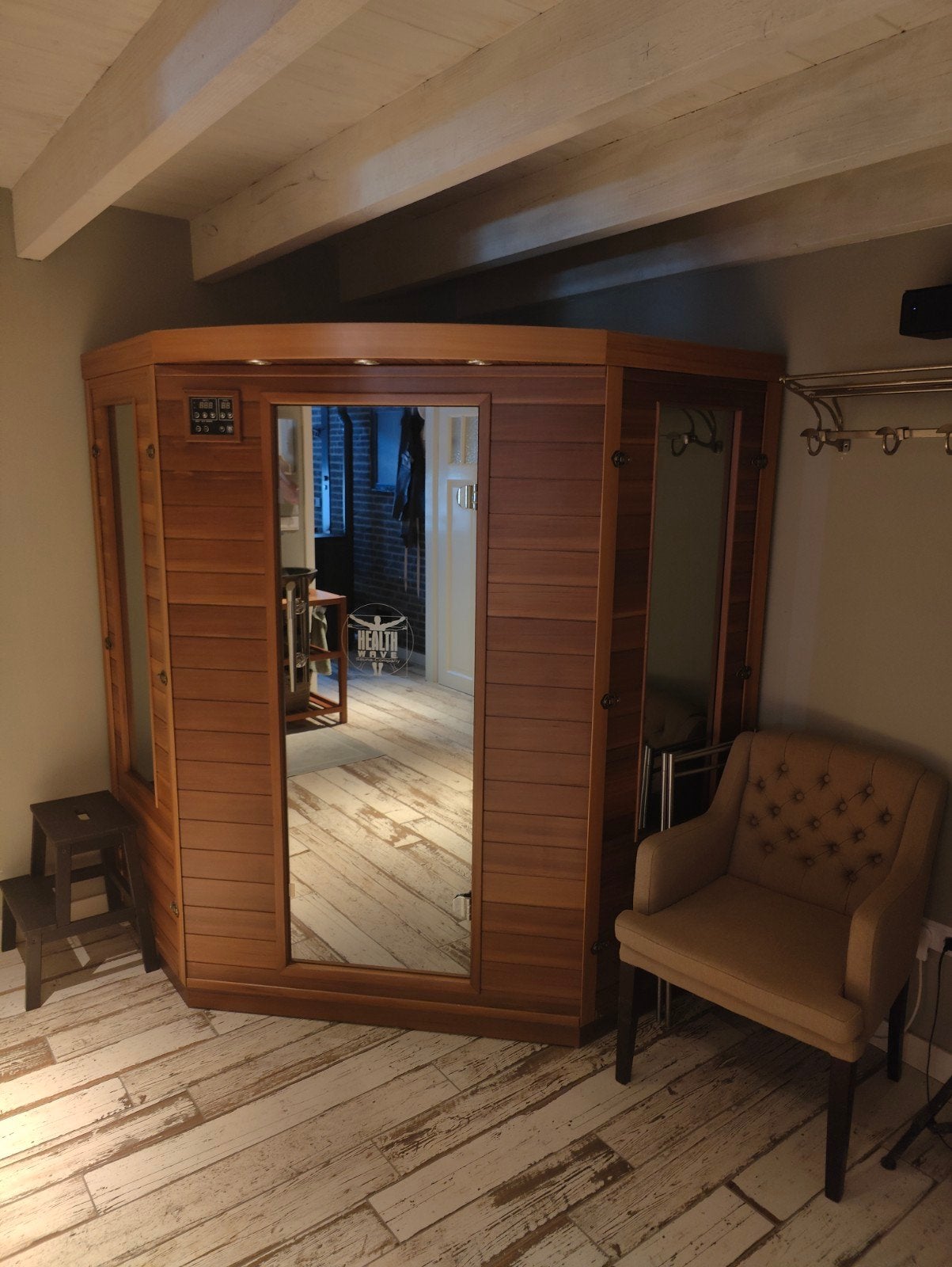 Health Wave Infrarood Sauna 2-persoons met radio en licht, Ophalen, Zo goed als nieuw, Infrarood, Complete sauna