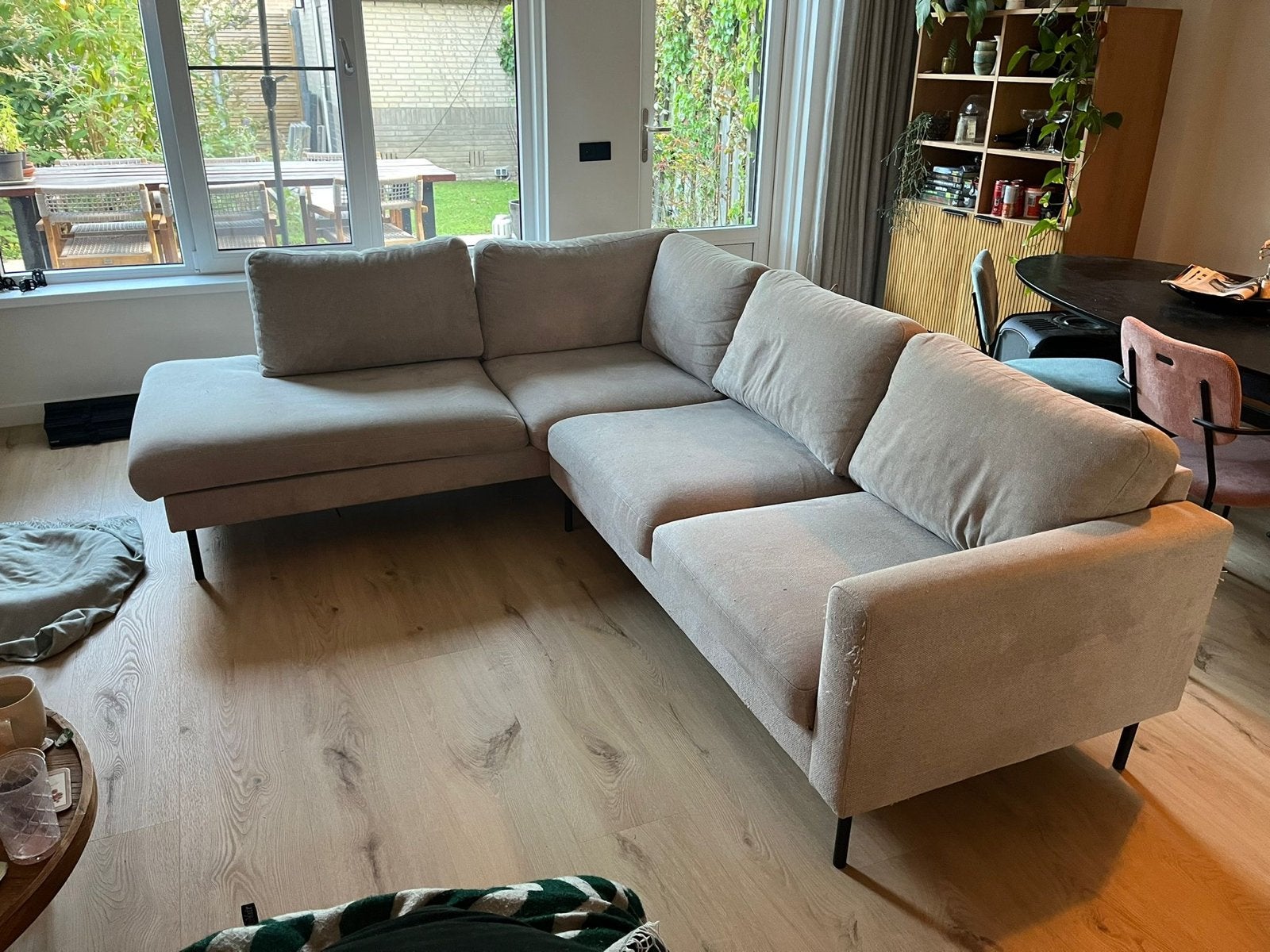 Harrison hoekbank 4,5-zits in Comfy stof Beige, Huis en Inrichting, Banken | Bankstellen, Ophalen, 250 tot 300 cm, 100 tot 125 cm