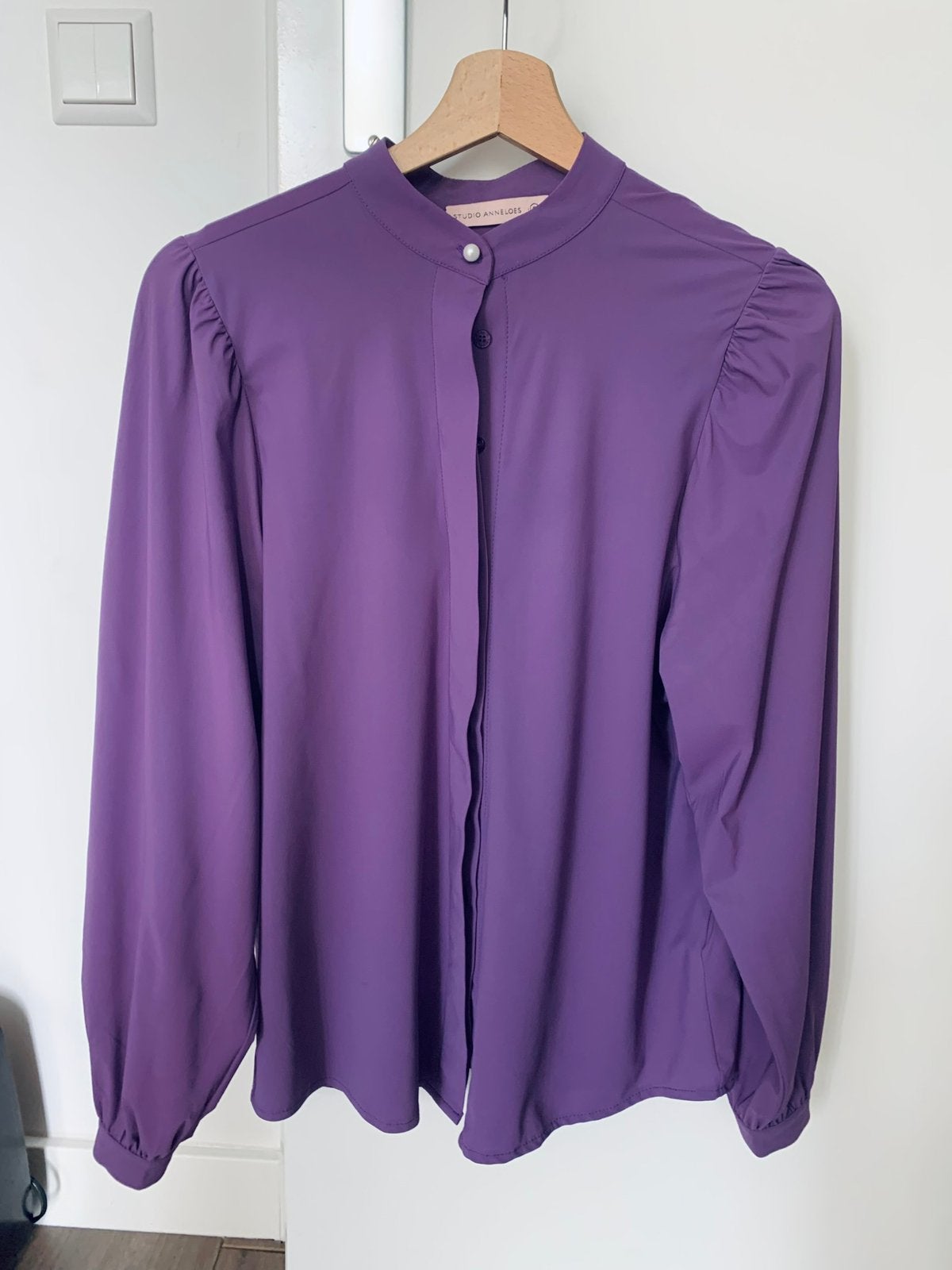 Paarse travelstof blouse, Studio Anneloes,mt S, Ophalen, Zo goed als nieuw, Maat 36 (S), Paars