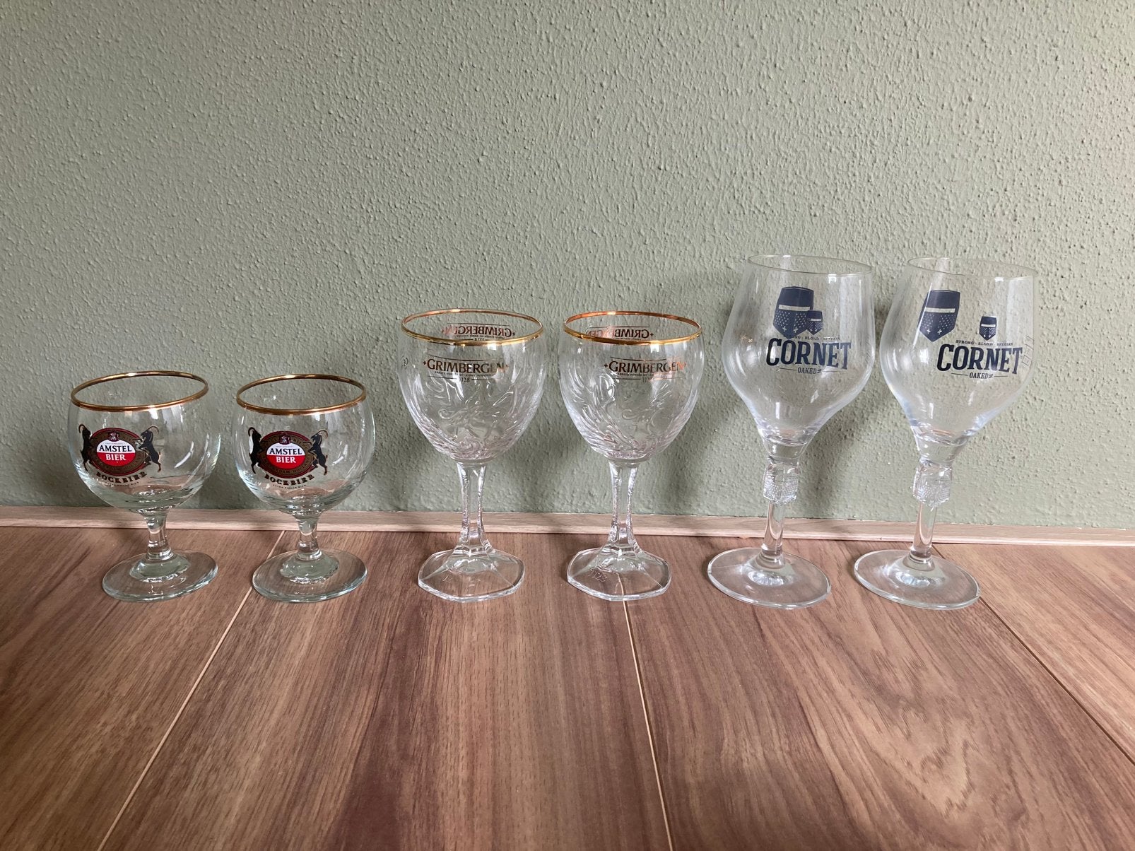 Bierglazen Amstel, Grimbergen en Cornet, Ophalen of Verzenden, Zo goed als nieuw, Bierglas