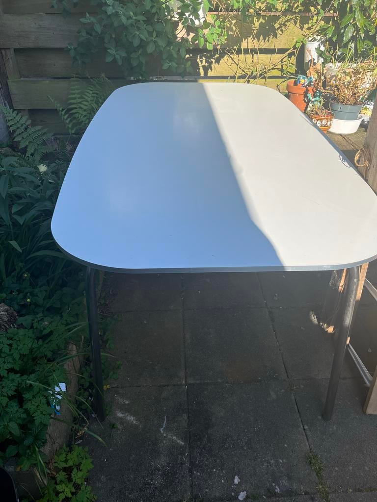 Strakke witte Eettafel 180x95x74 cm, Huis en Inrichting, Tafels | Eettafels, Ophalen, Gebruikt, 50 tot 100 cm, Vijf personen of meer