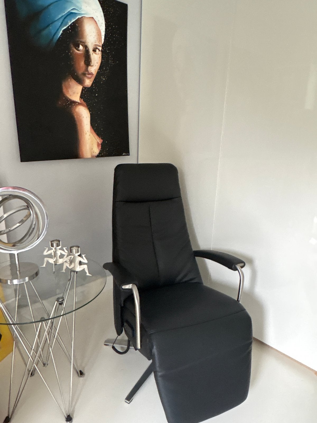 Prominent Sta-op fauteuil C-100 Zwart Leer, Ophalen, Nieuw, Leer, 75 tot 100 cm