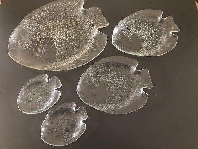 schotel visschotel set diner, Ophalen of Verzenden, Overige stijlen, Glas, Schaal of Schalen