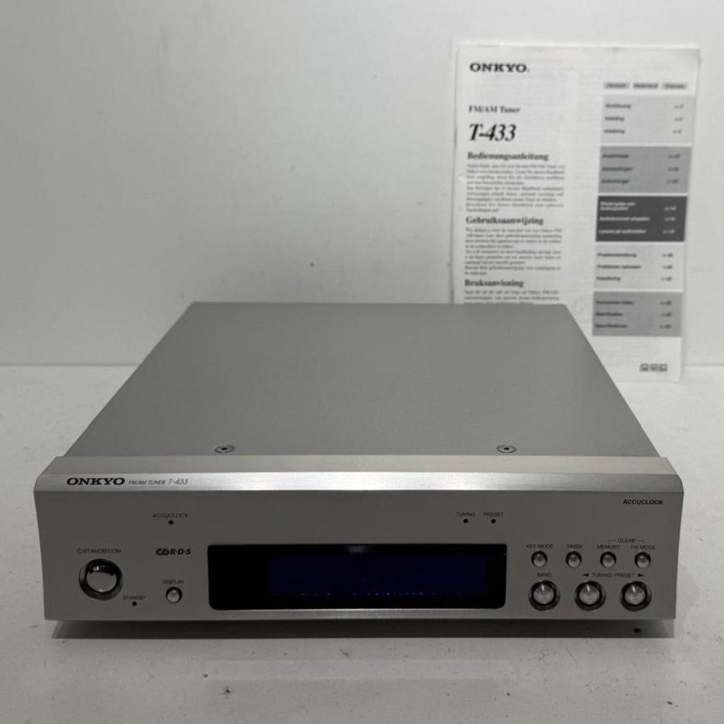 Onkyo T-433 FM/AM Tuner met Boekje in Zeer Nette Staat, Ophalen of Verzenden, Zo goed als nieuw