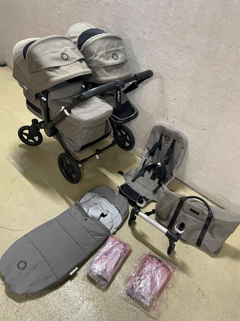 Bugaboo donkey 5 duo mineral taupe, Support@bugaboo.com, Bugaboo, Ophalen of Verzenden, Zo goed als nieuw