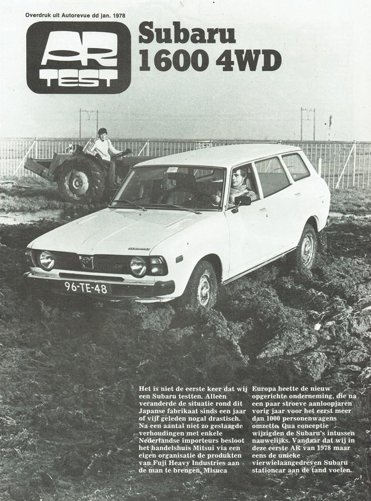 Folder Subaru 1600 4WD (testoverdruk - 1978), Verzenden, Gelezen, Overige merken