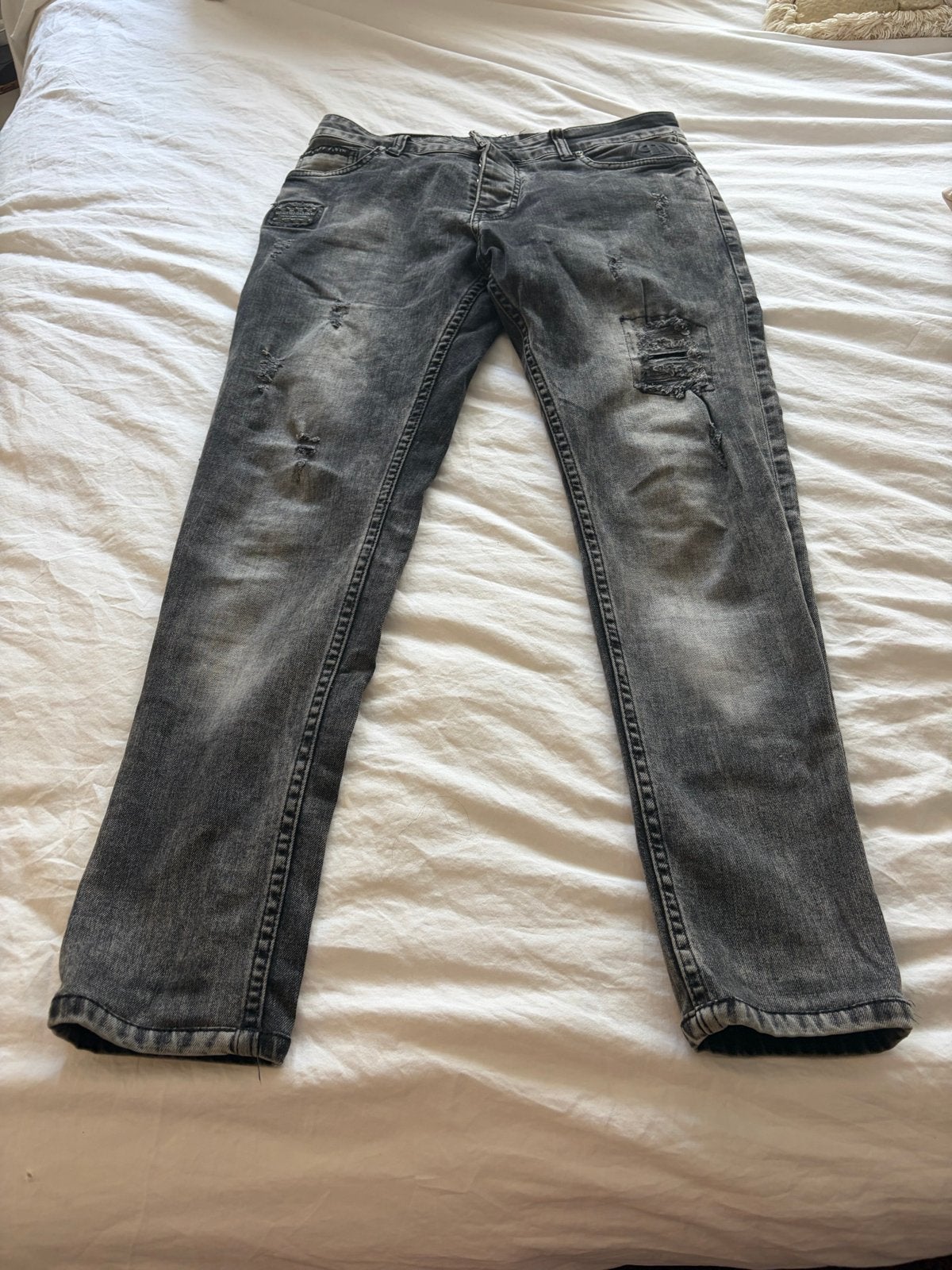 Philipp Plein Jeans W36 L34 - Grijs met lichte wassing, Ophalen of Verzenden, Gedragen, Grijs, W36 - W38 (confectie 52/54)