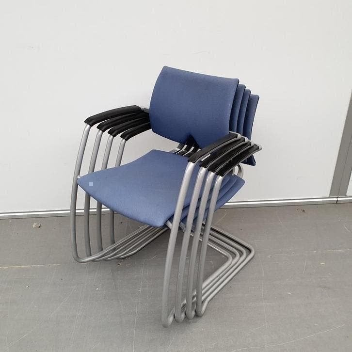 Set 4x Haworth vergaderstoelen met blauwe stof, Ophalen, Gebruikt, Blauw, X