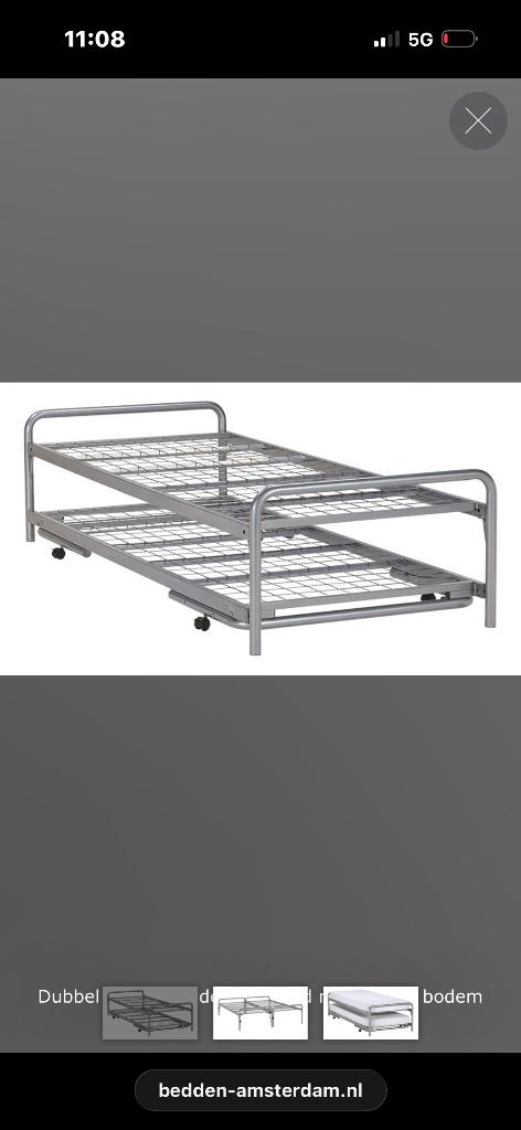 Dubbel bed, Huis en Inrichting, Slaapkamer | Bedden, Gebruikt, Tweepersoons, 140 cm, 200 cm, Metaal, Zwart, Ophalen