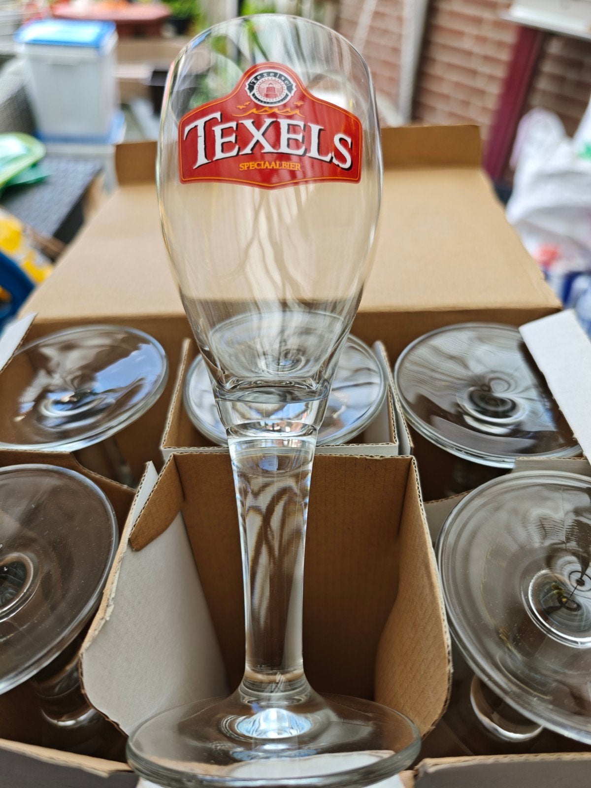 Doos met 6 nieuwe Texels speciaal bier glazen., Ophalen of Verzenden, Nieuw, Bierglas