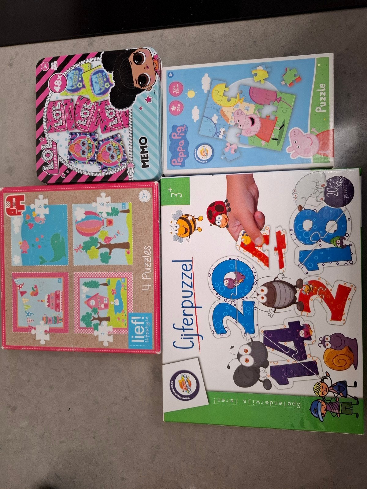 Spellenpakket: lol, Peppa pig en Lief! Puzzels en spel, Ophalen, 10 tot 50 stukjes, Zo goed als nieuw, 2 tot 4 jaar