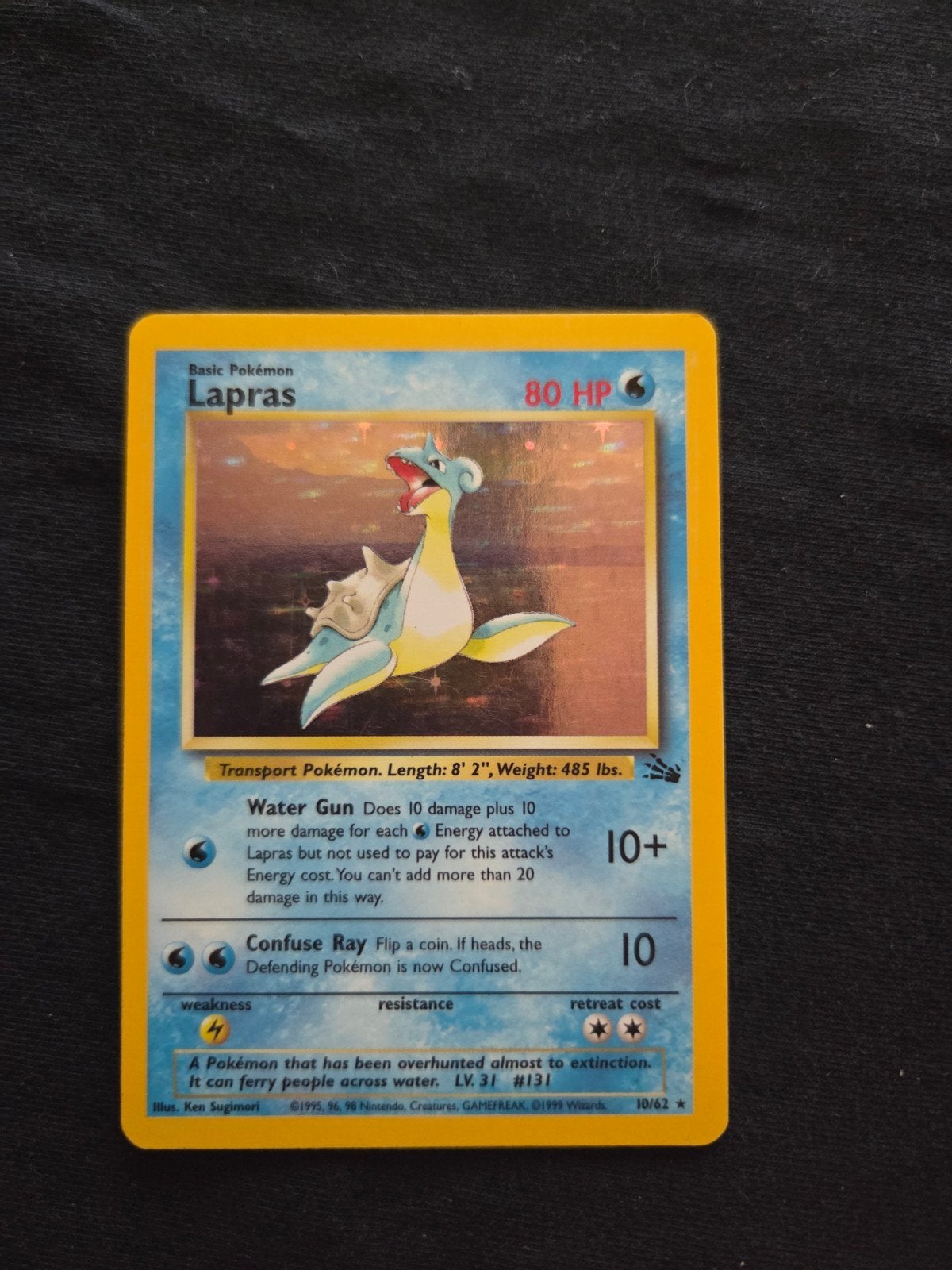 Pokémon Kaart Lapras 10/62 Fossil Set (Engels), Ophalen of Verzenden, Gebruikt, Losse kaart