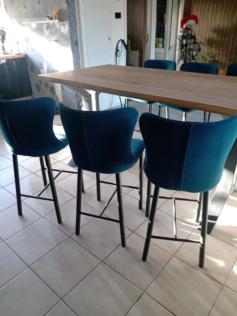 Eettafel met  6 barstoelen, Huis en Inrichting, Tafels | Eettafels, Zo goed als nieuw, 50 tot 100 cm, 150 tot 200 cm, Vijf personen of meer