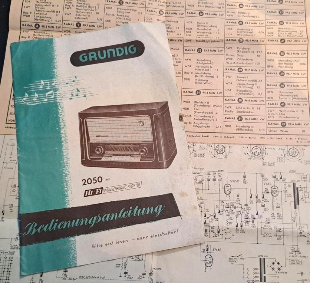Oude gebruiksaanwijzing Grundig 2050 radio (Duitstalig), Ophalen, Zo goed als nieuw, Radio