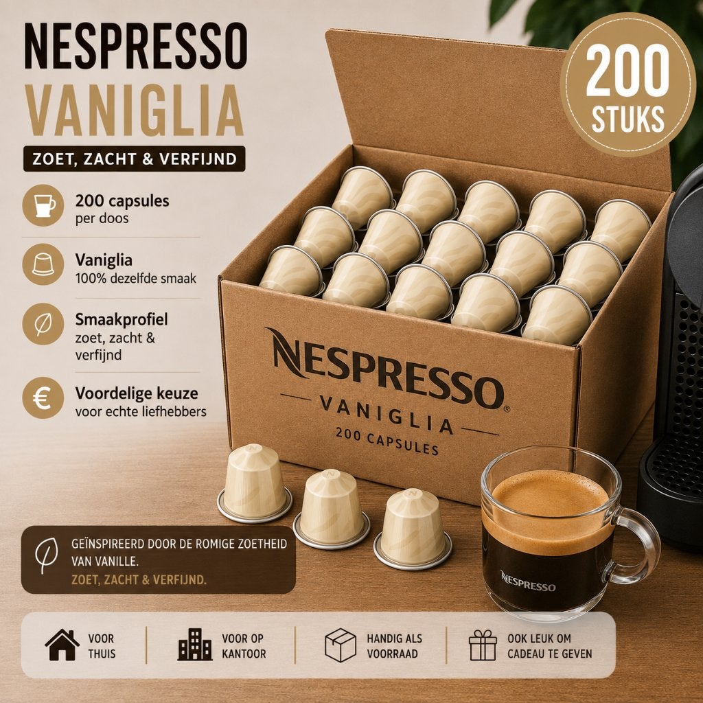 Nespresso Original Vaniglia - 200 losse capsules, Verzenden